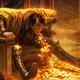 Magic: The Gathering card for "Greed" shows a king coughing up gold.